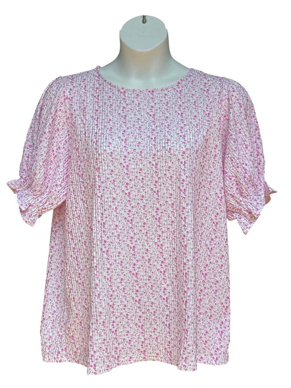NWT Zeagoo Pink Floral Puff Sleeve Top Womens Size XXL Cottagecore Boho Chic